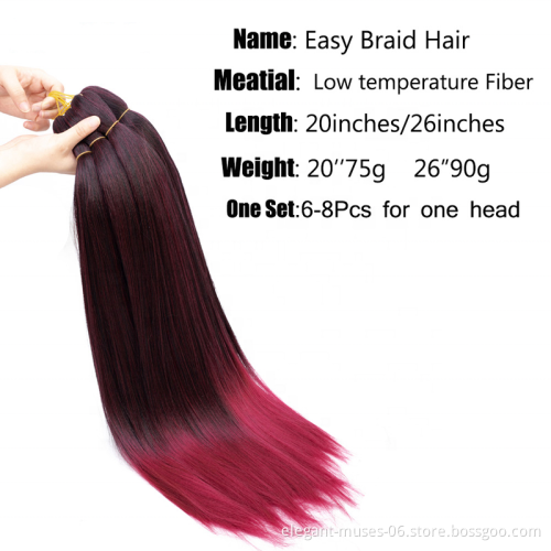 synthetic hair Extensions wholesale EZ braids pre stretched braiding hair